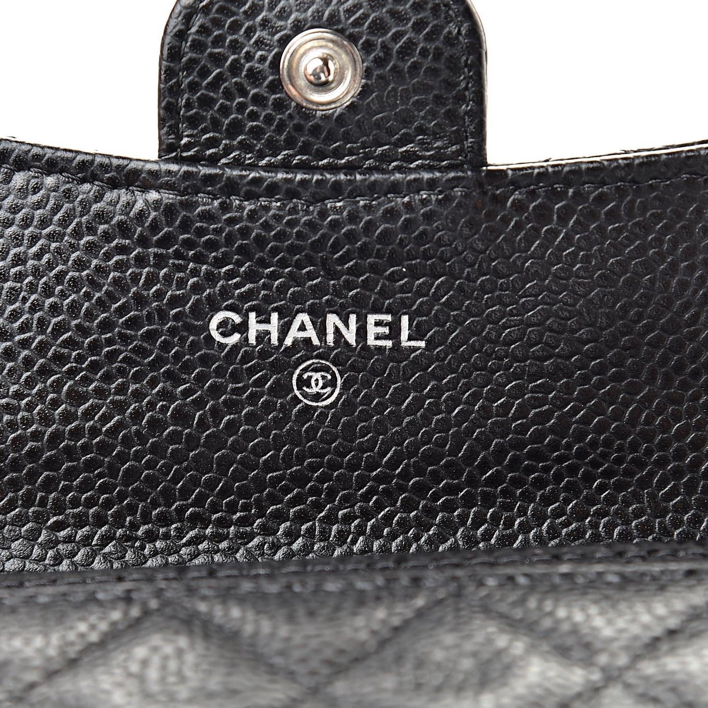 Caviar Quilted Flap Card Holder Black