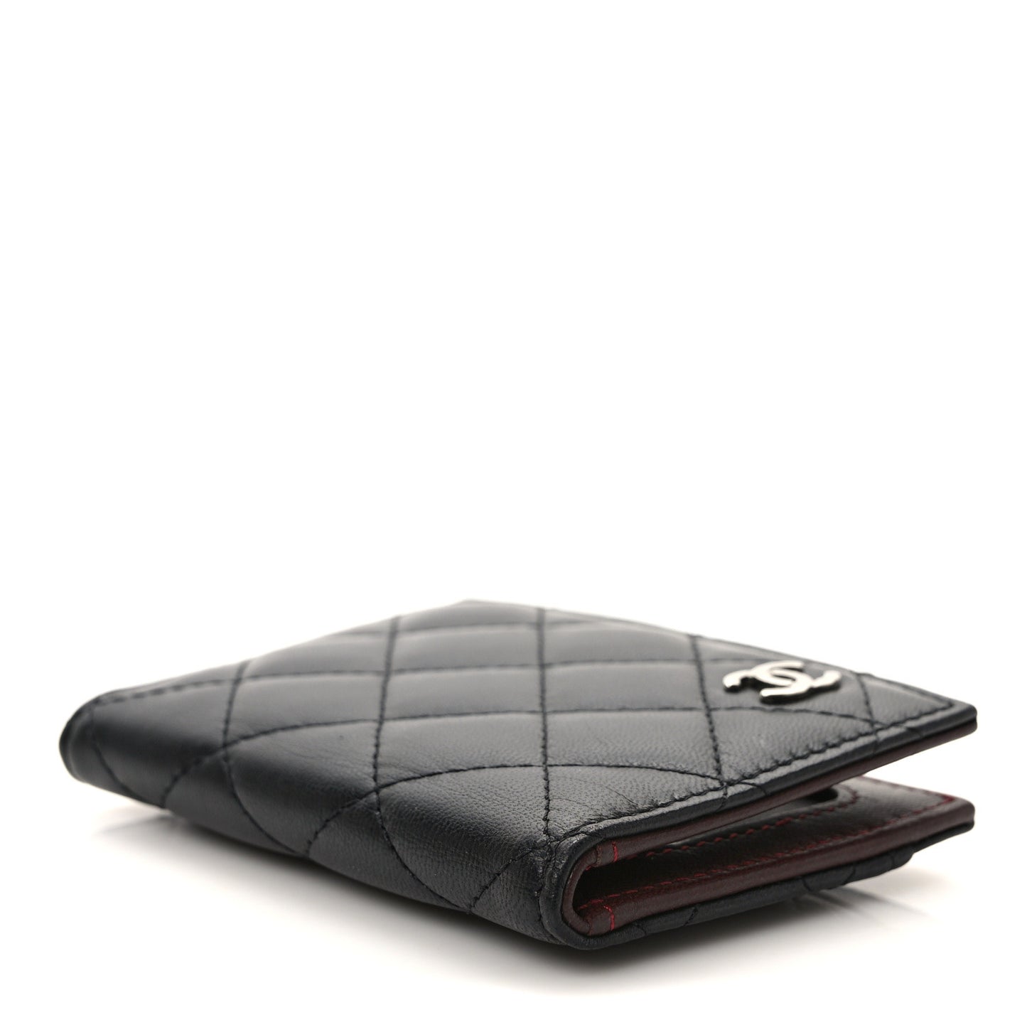 Lambskin Quilted Card Holder Wallet Black