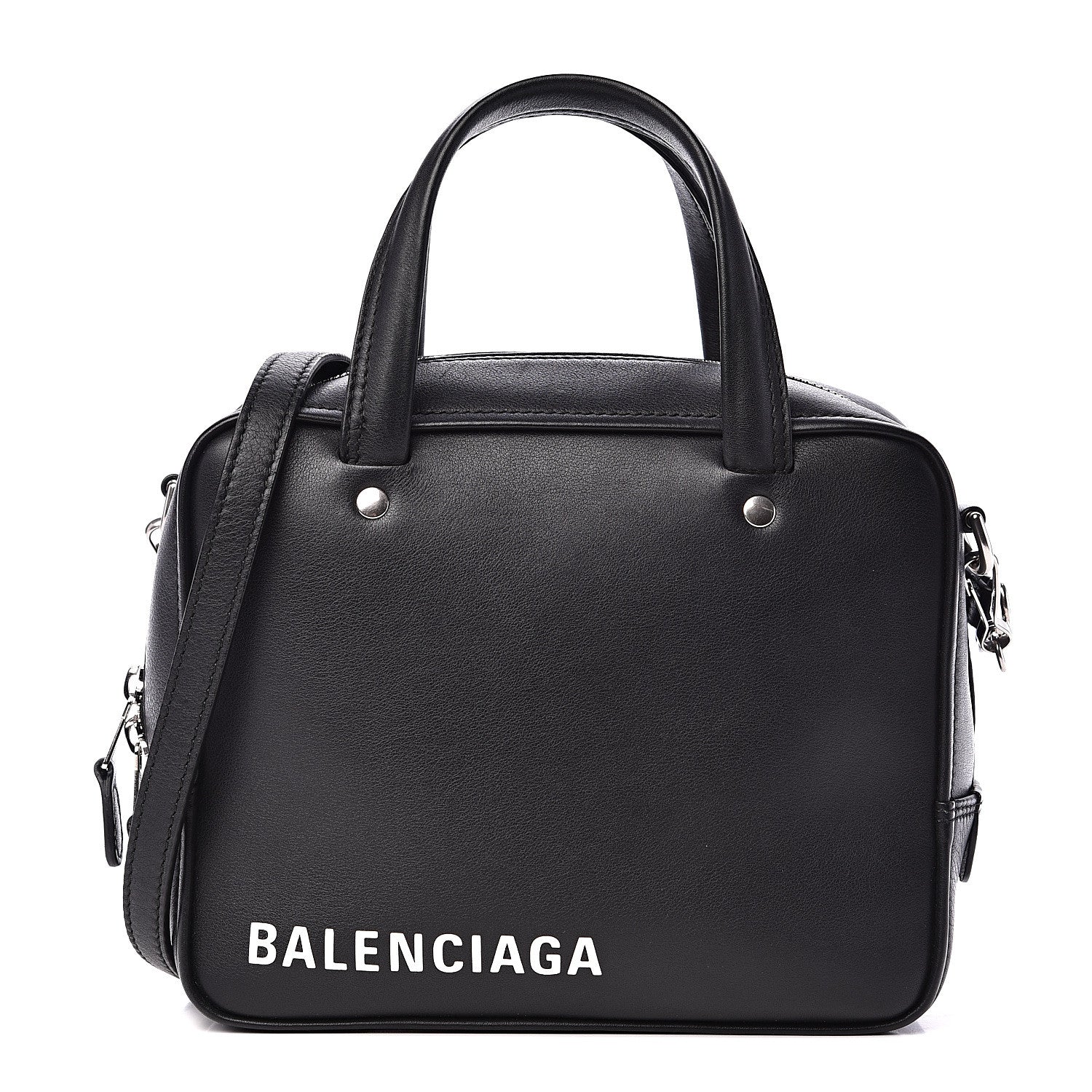 Balenciaga Shiny Day Calfskin XS Triangle Square Bag Black 1 of 10