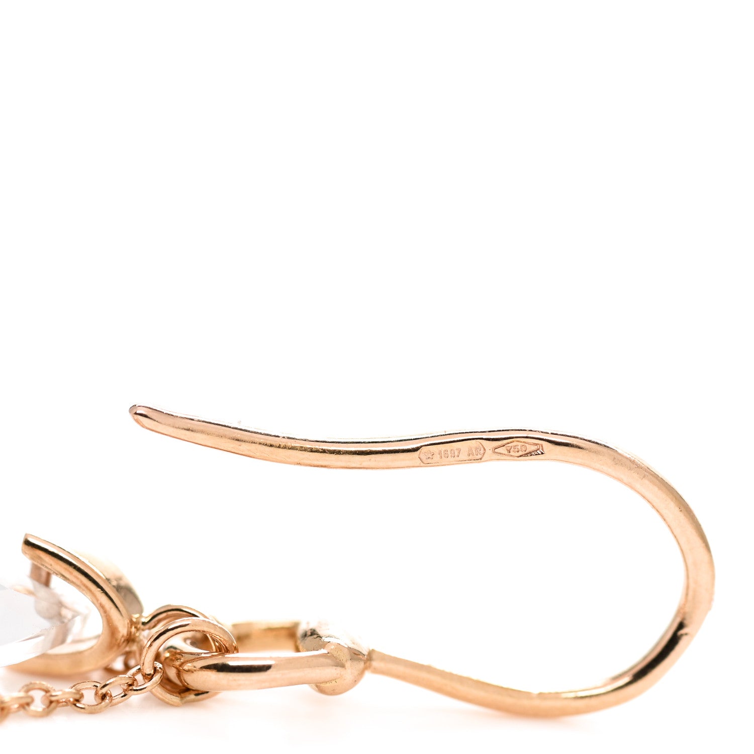 Gucci 18K Rose Gold Diamond White Topaz Horsebit Drop Earrings 5 of 5