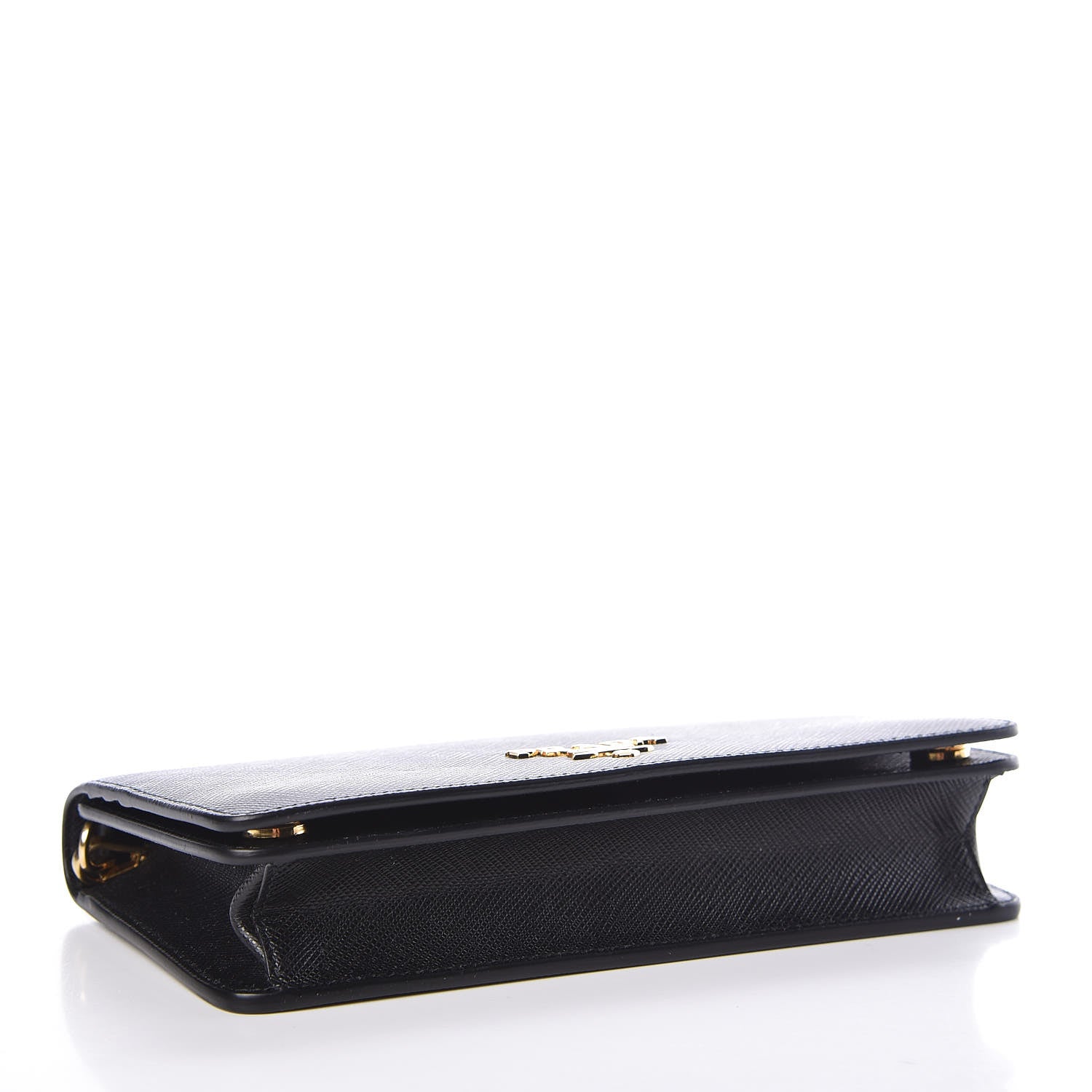 Prada Saffiano Metal Phone Wristlet Crossbody Wallet Black 4 of 9