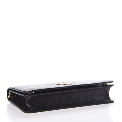 Prada Saffiano Metal Phone Wristlet Crossbody Wallet Black 4 of 9