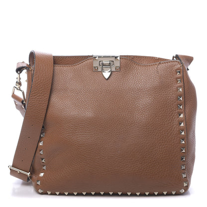 Valentino Garavani Pebbled Calfskin Small Rockstud Flip-Lock Messenger Bag Light Cuir 1 of 20