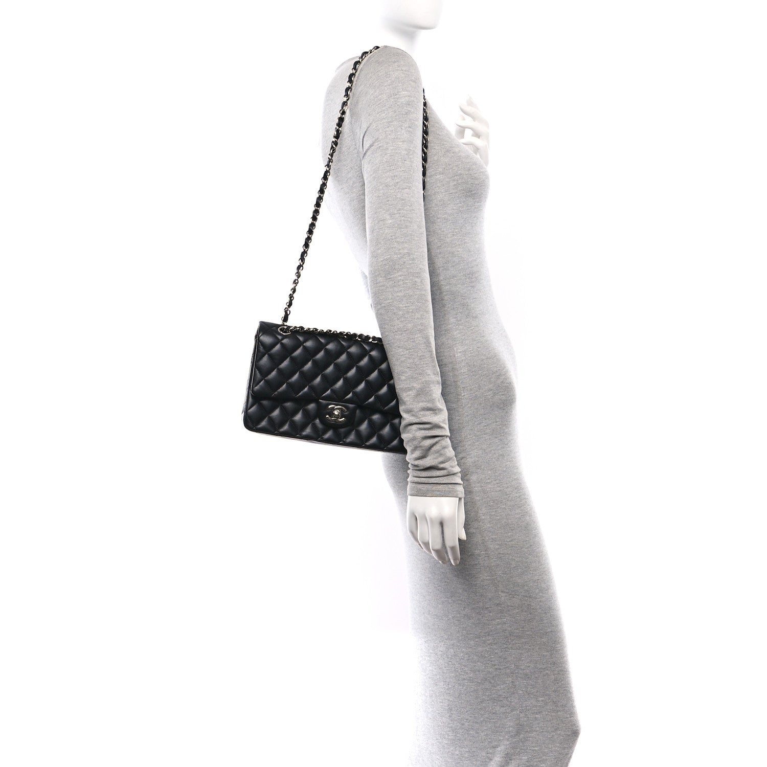 Chanel Lambskin Quilted Medium Double Flap Black 2 of 10