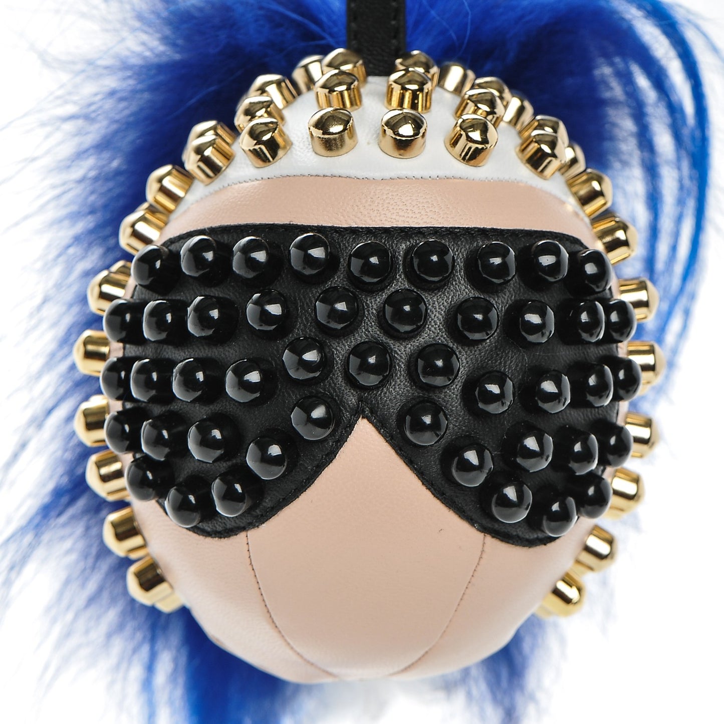Lambskin Goat Fur Studded Punkarlito Bag Charm Blue