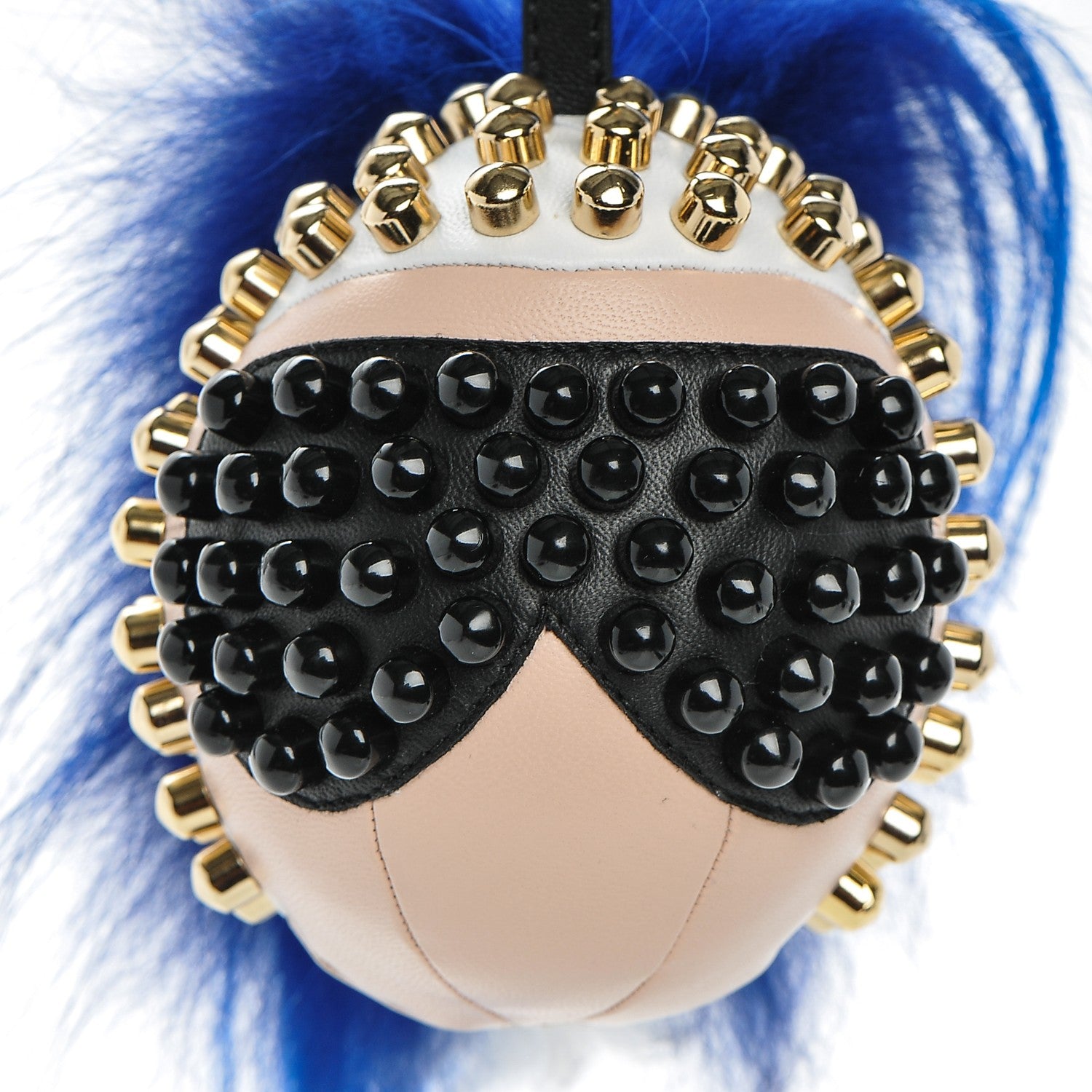 Fendi Lambskin Goat Fur Studded Punkarlito Bag Charm Blue 5 of 5