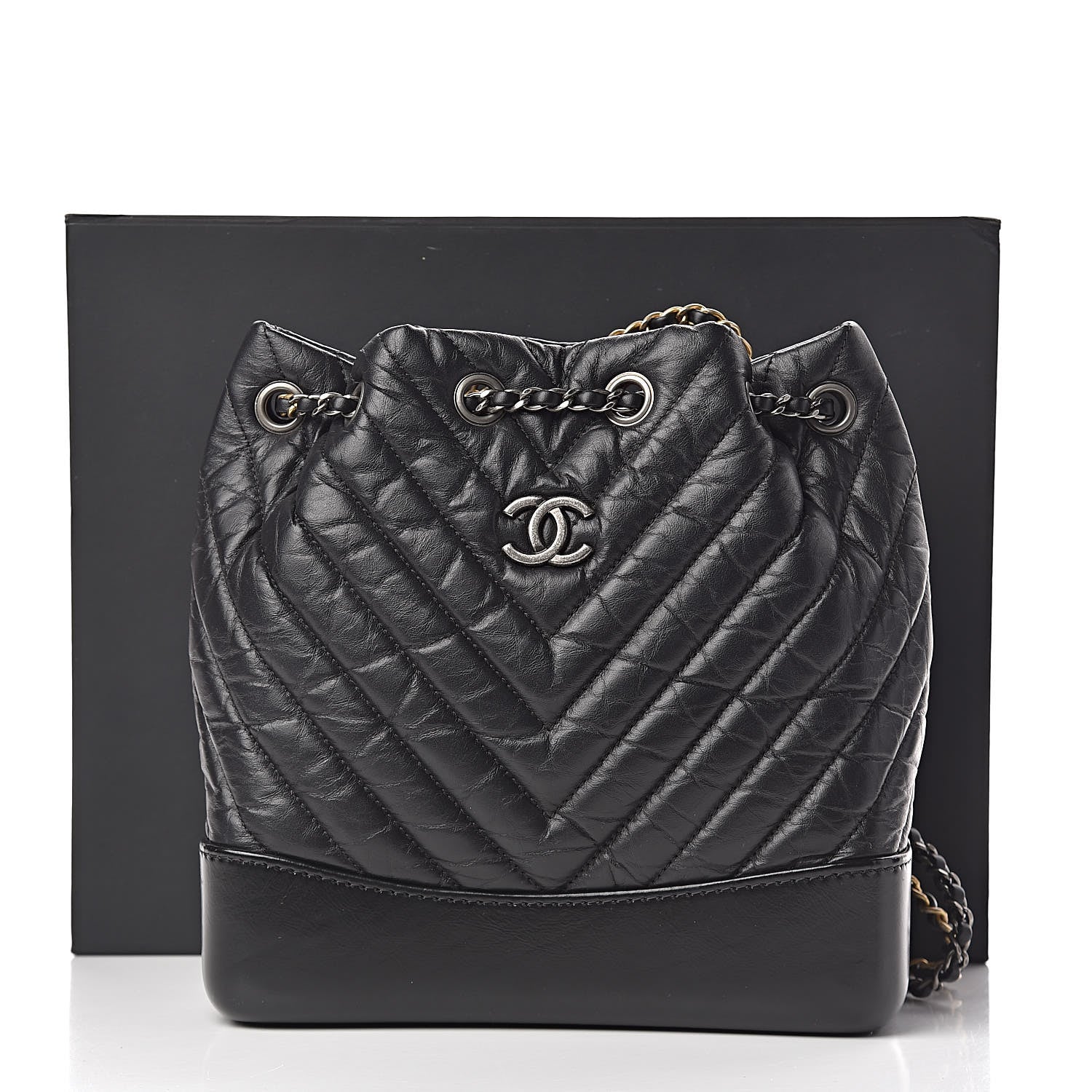 Chanel Aged Calfskin Chevron Quilted Small Gabrielle Backpack Black 11 of 11