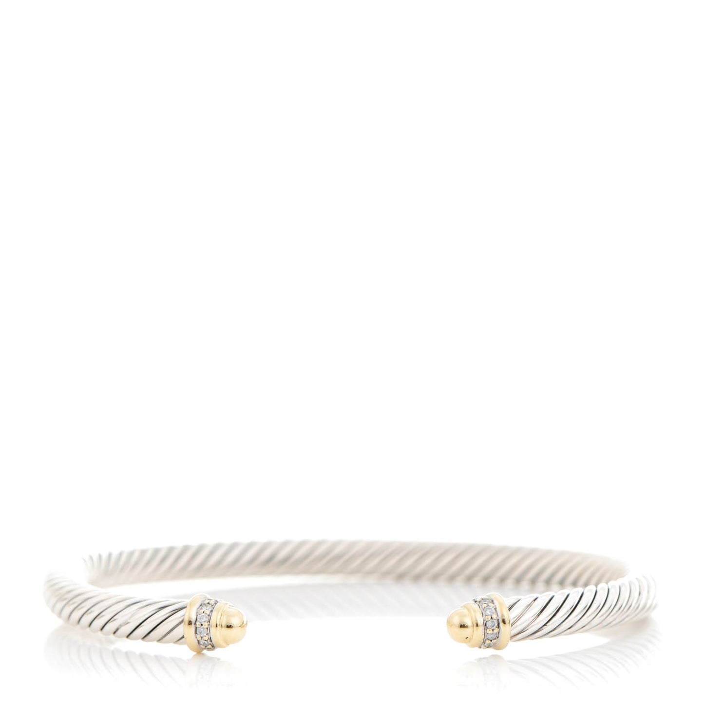 Sterling Silver 18K Yellow Gold Diamond 5mm Cable Classics Bracelet