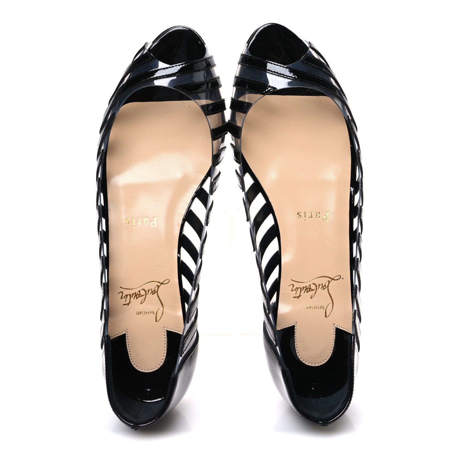 Christian Louboutin Patent PVC Striped A6 Flats 36.5 Black 2 of 9