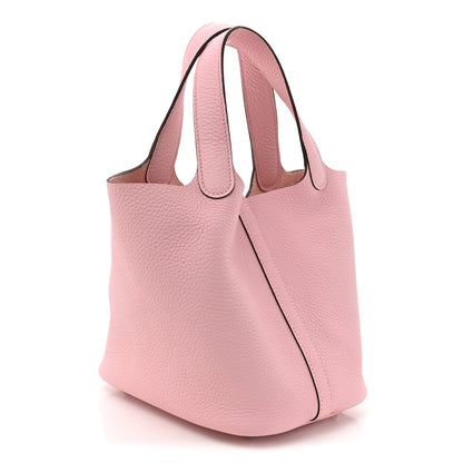 Hermes Taurillon Clemence Picotin Lock 18 PM Rose Sakura 3 of 11