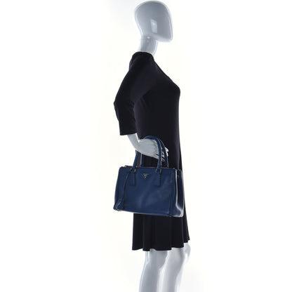 Prada City Calf Hand Stitched Small Galleria Double Zip Tote Bluette 3 of 16