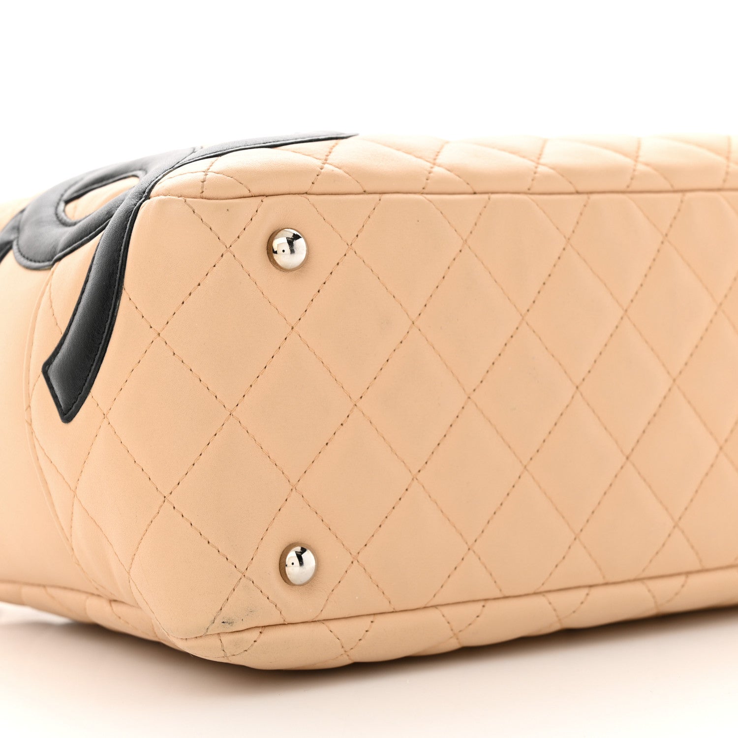 Chanel Calfskin Quilted Large Cambon Bowler Beige Black 9 of 12