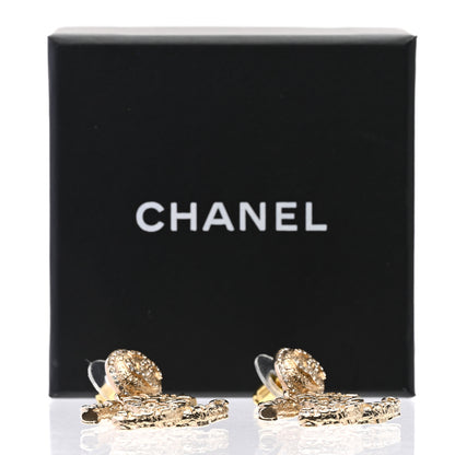 Chanel Crystal CC Drop Logo Earrings Gold 5 of 5
