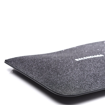 Balenciaga Glitter Calfskin Logo Everyday Pouch M Black 6 of 9