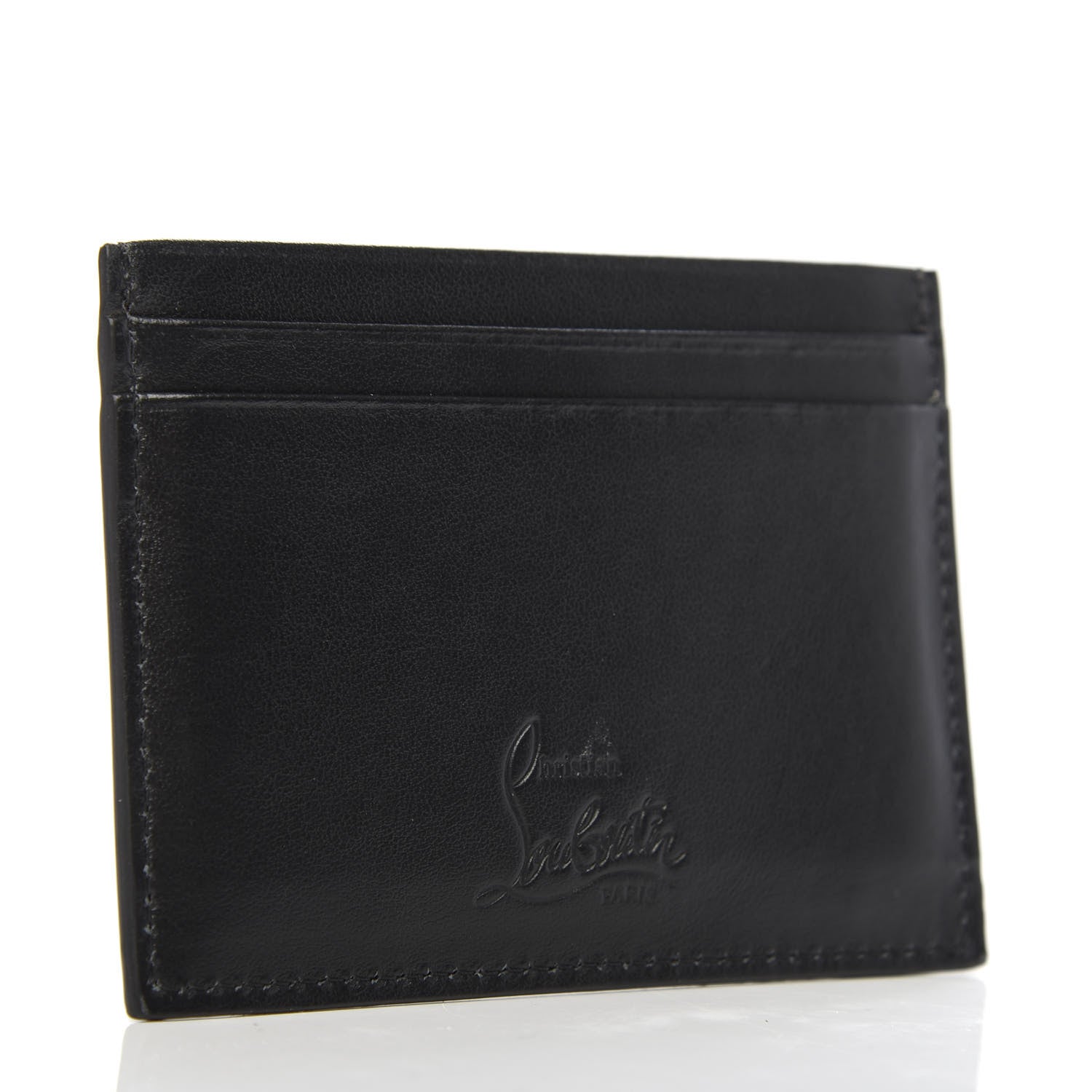 Christian Louboutin Calfskin Paris Spikes Kios Card Holder Black 3 of 7