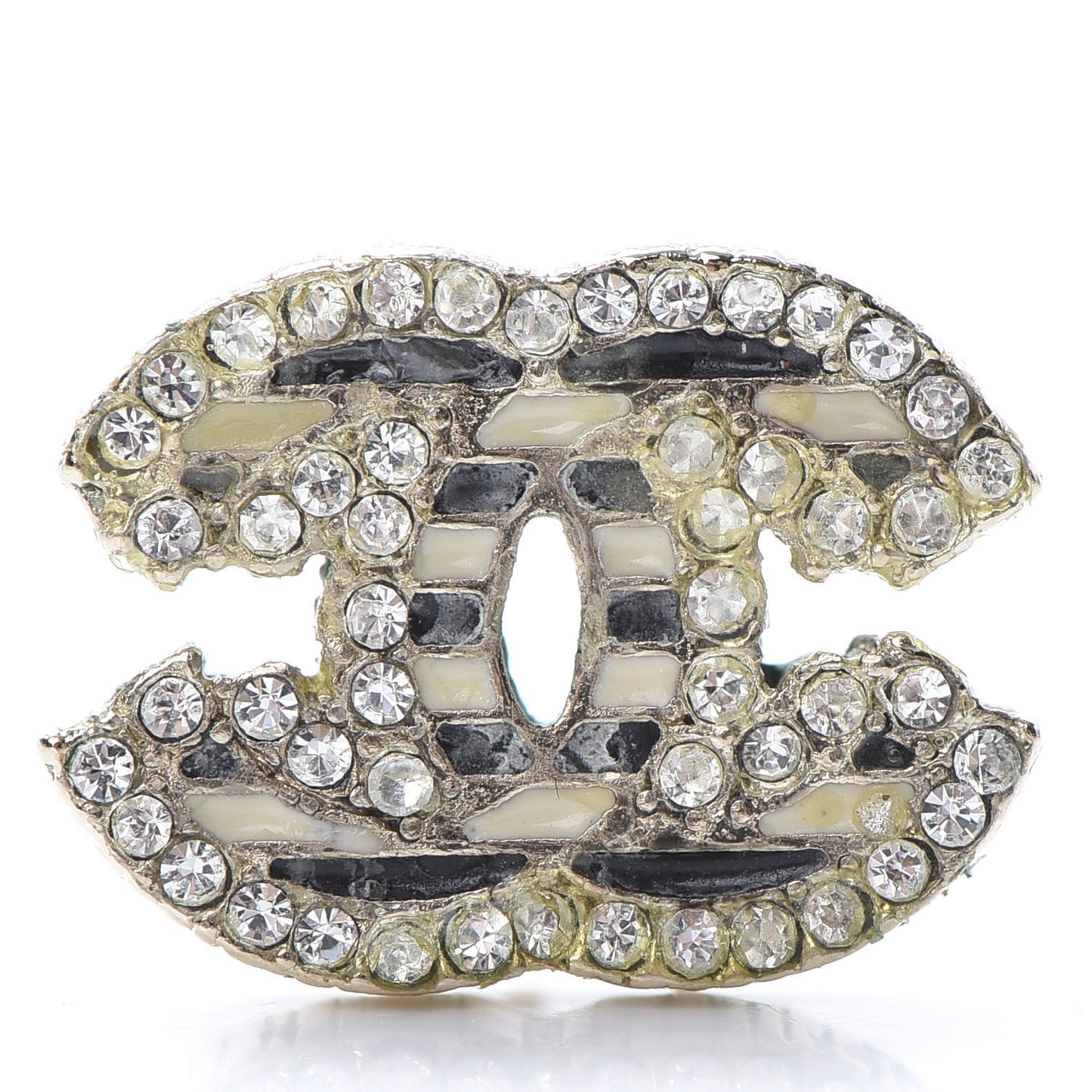 Crystal CC Enamel Striped Stud Earrings Gold