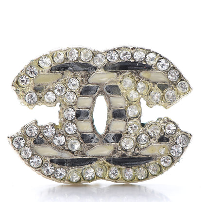 Chanel Crystal CC Enamel Striped Stud Earrings Gold 7 of 7