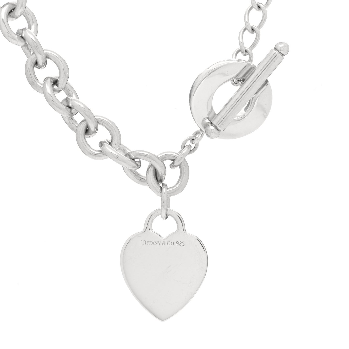 Sterling Silver Heart Tag Toggle Necklace
