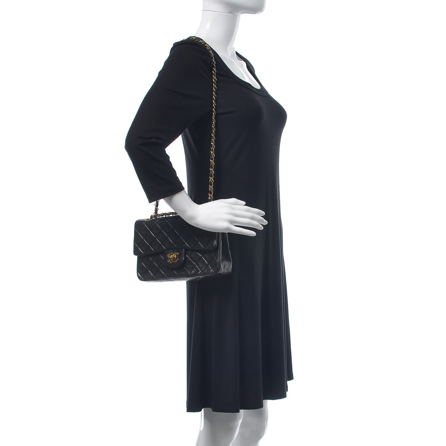 Lambskin Quilted Small Double Flap Black
