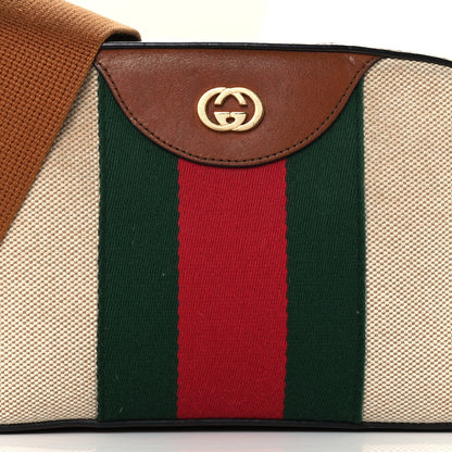Gucci Vintage Canvas Web Shoulder Bag Sand Cuir 8 of 10