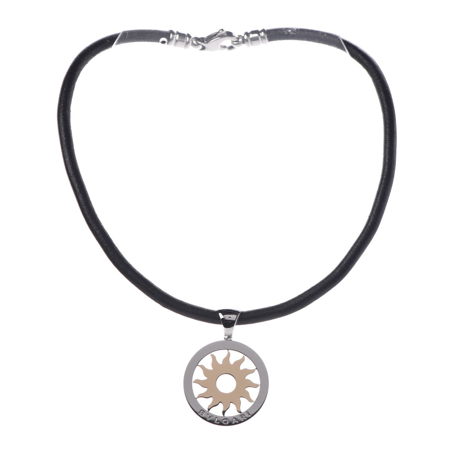 18K Yellow Gold Stainless Steel Tondo Sun Pendant Necklace