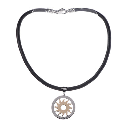 Bulgari 18K Yellow Gold Stainless Steel Tondo Sun Pendant Necklace 3 of 7