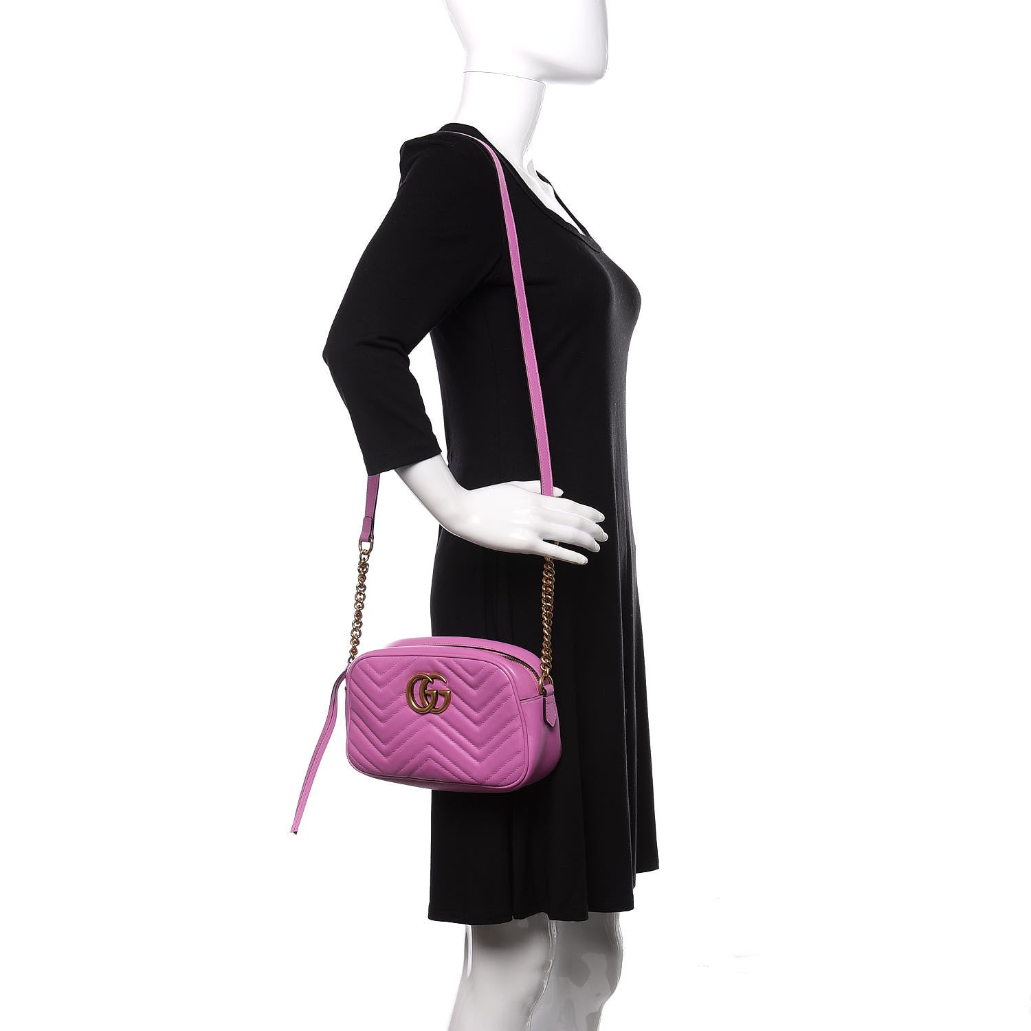 Gucci Calfskin Matelasse Small GG Marmont Chain Shoulder Bag Candy Mousse 1 of 10