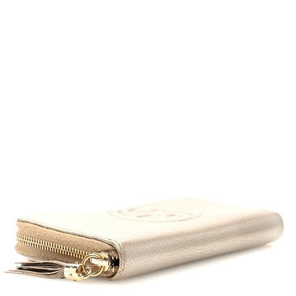 Gucci Metallic Pebbled Calfskin Soho Zip Around Wallet Golden Beige 4 of 7