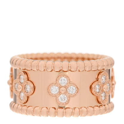 Van Cleef & Arpels 18K Rose Gold Diamond Small Perlee Clovers Ring 51 5.75 1 of 5