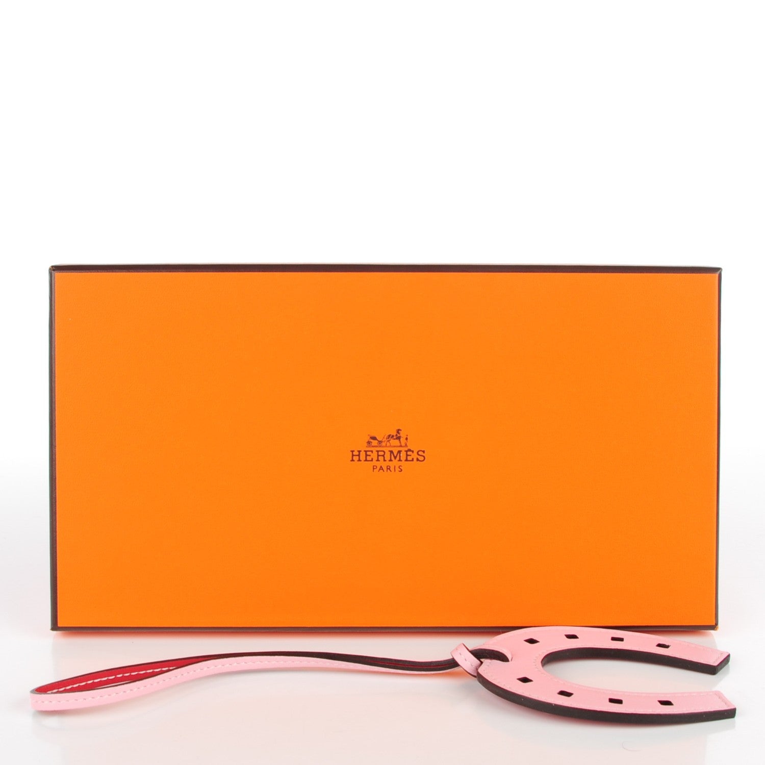 Hermes Swift Paddock Horseshoe Bag Charm Rose Sakura Vermillion 4 of 4