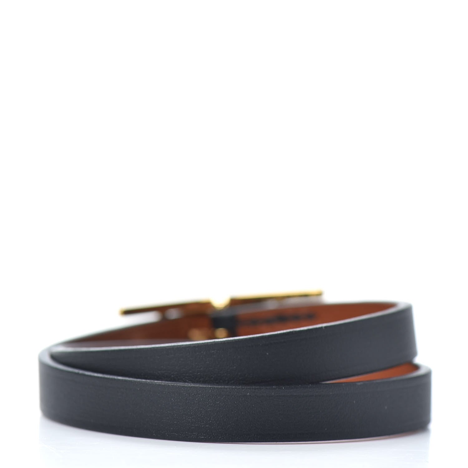 Hermes Chamonix Behapi Double Tour Bracelet T2 Black Gold 3 of 4