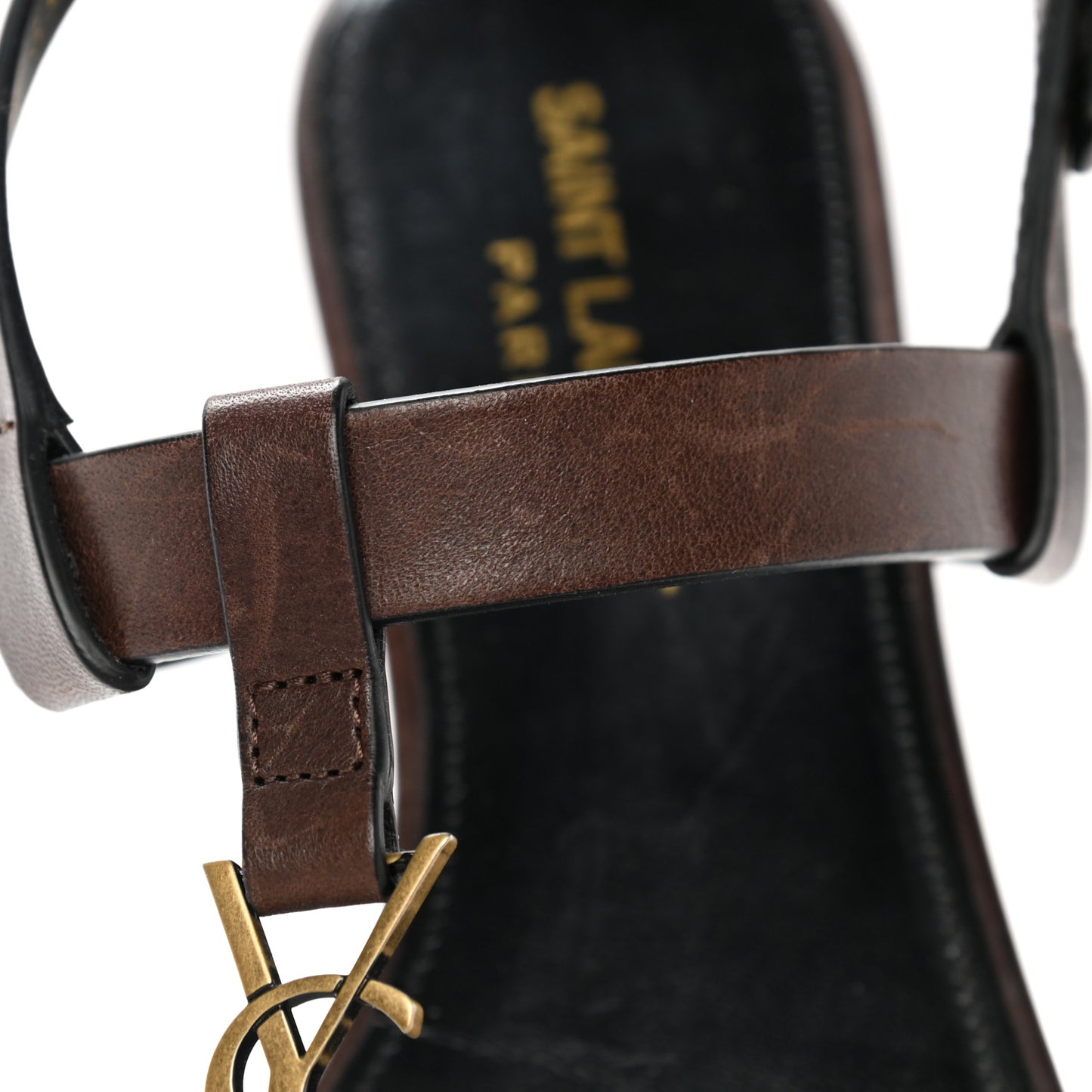 Calfskin Cassandra Monogram Sandals 38 Dark Brown