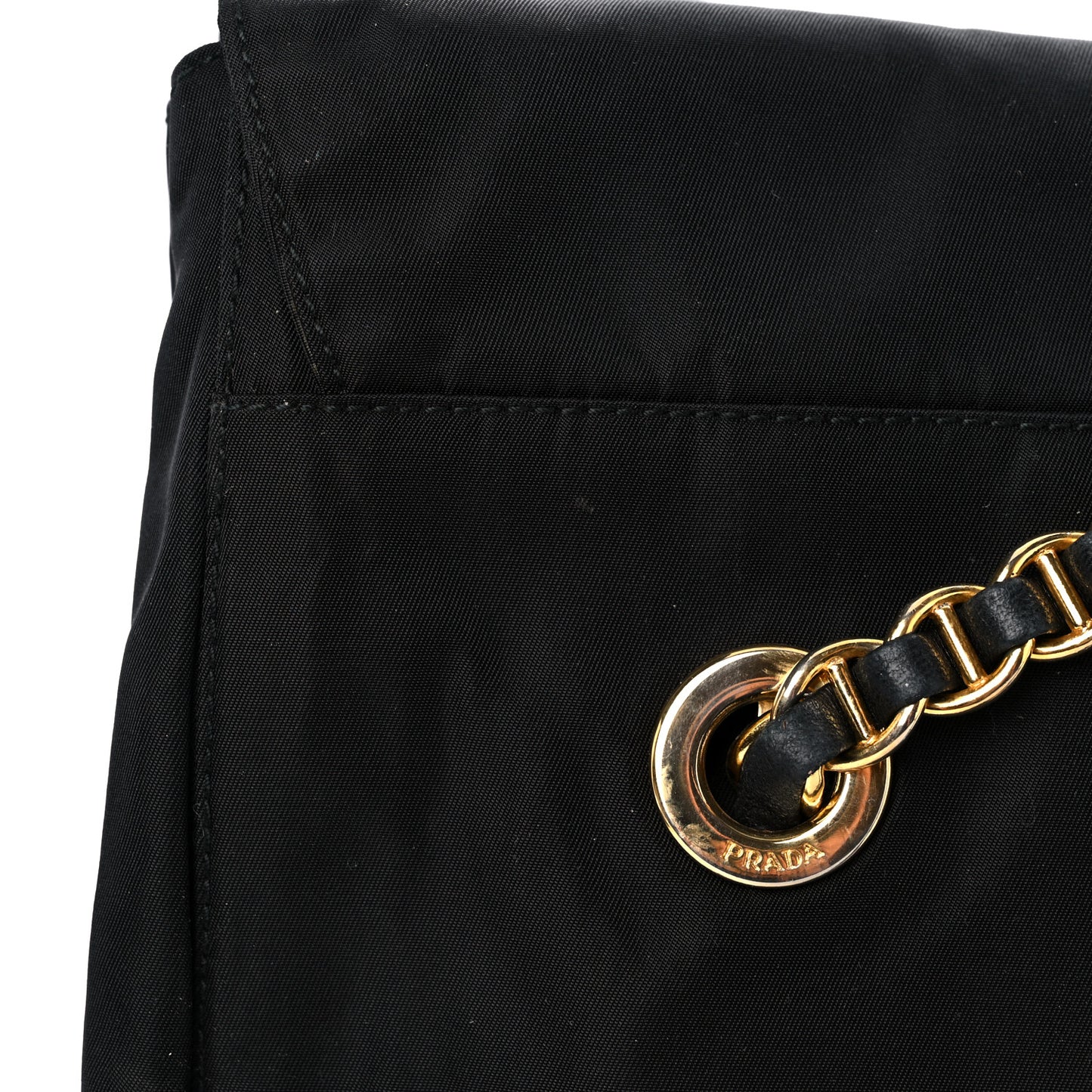 Tessuto Nylon Chain Shoulder Bag Black