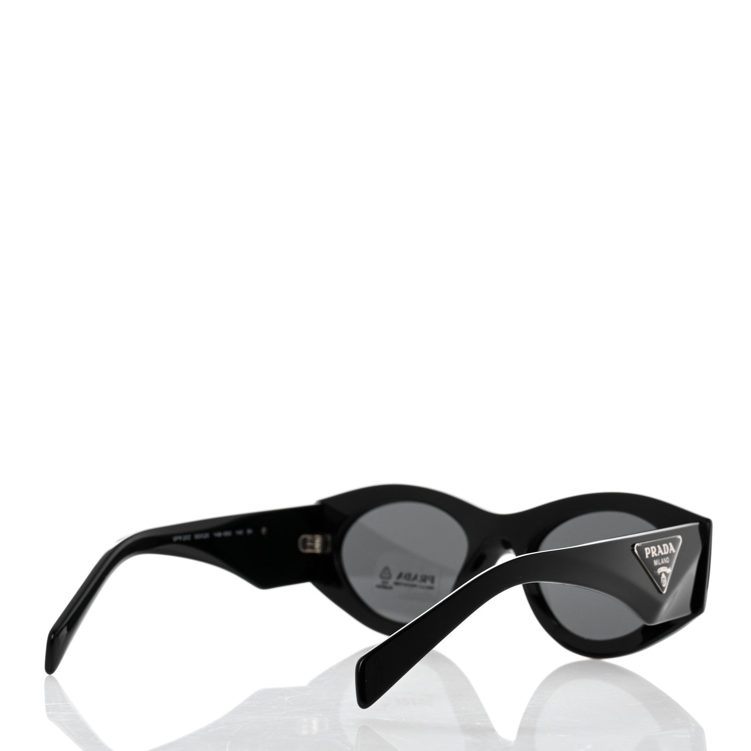 Prada Acetate Oval Symbole Sunglasses SPR 20Z Black 4 of 8