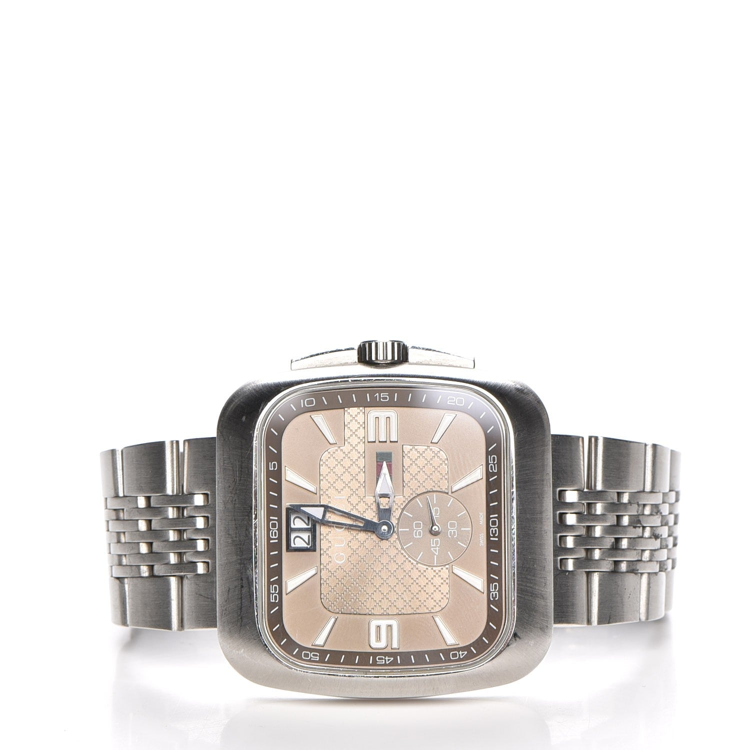 Gucci Stainless Steel 40mm G Coupe Square Quartz Watch Brown 3 of 9