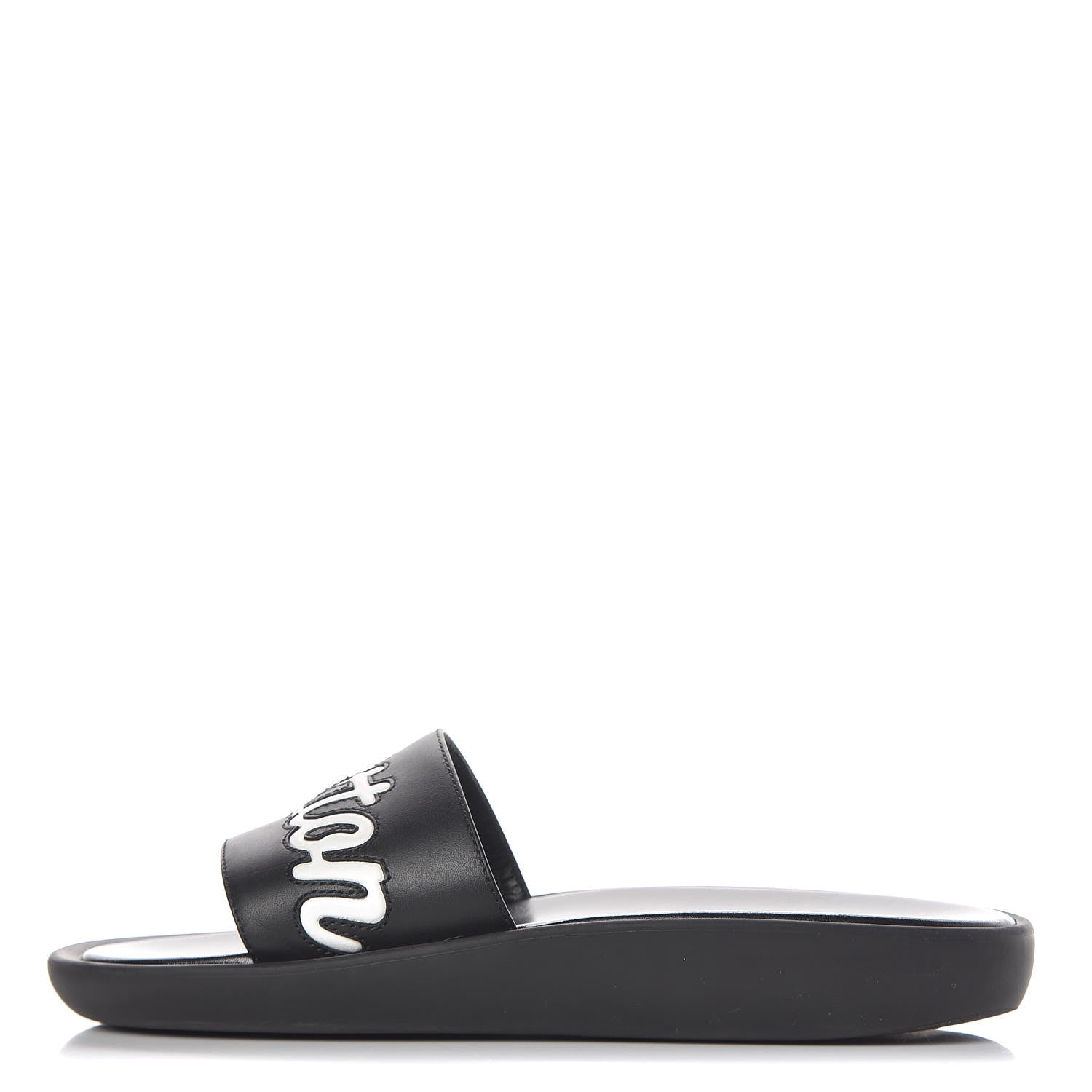 Louis Vuitton Calfskin Logo Sunbath Slide Sandals 39 Black 1 of 13