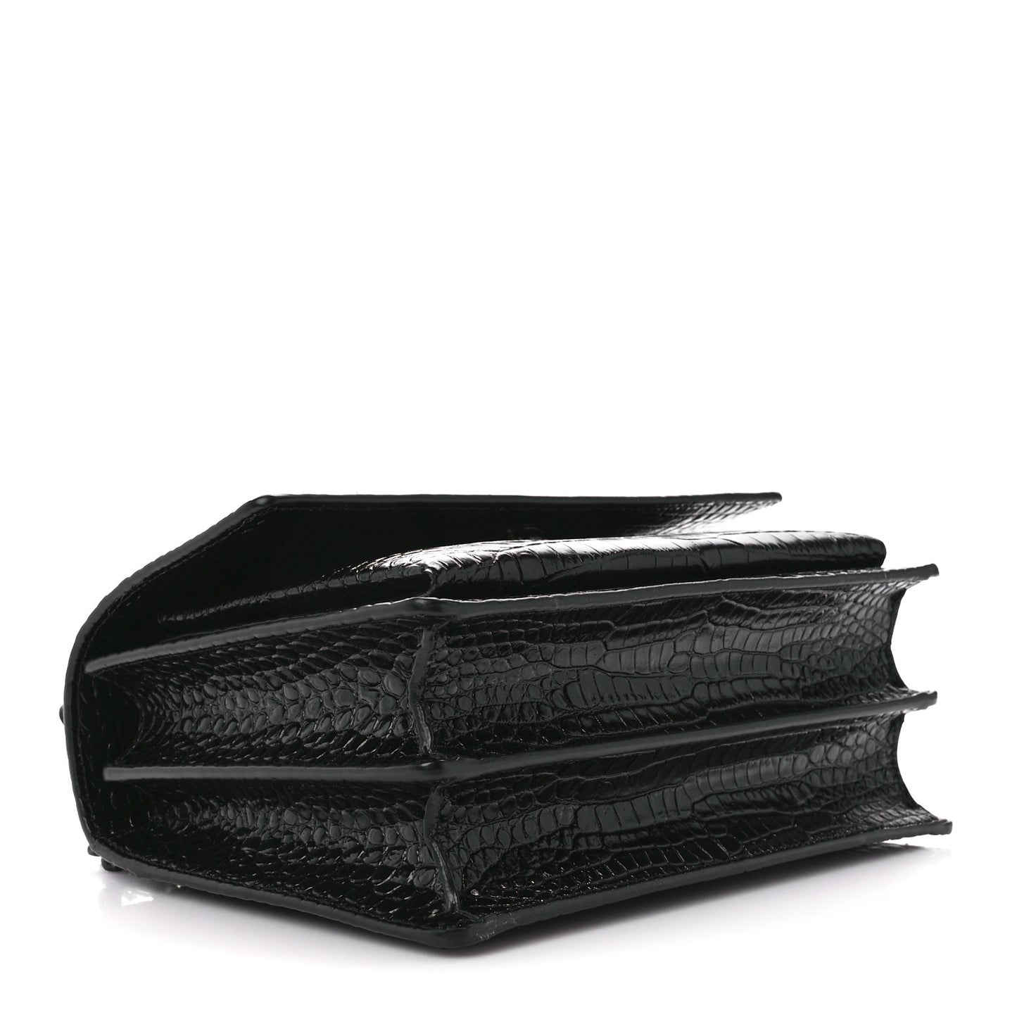 Calfskin Crocodile Embossed Medium Monochrome Monogram Sunset Black