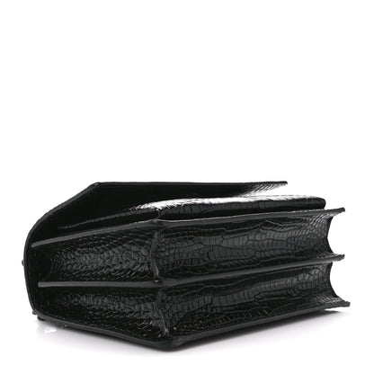 Saint Laurent Calfskin Crocodile Embossed Medium Monochrome Monogram Sunset Black 4 of 12
