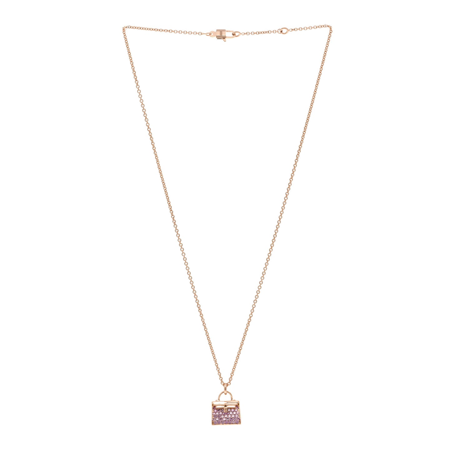 18K Rose Gold Pink Sapphire Kelly Amulettes Pendant Necklace