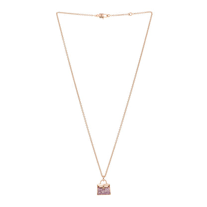 Hermes 18K Rose Gold Pink Sapphire Kelly Amulettes Pendant Necklace 3 of 6