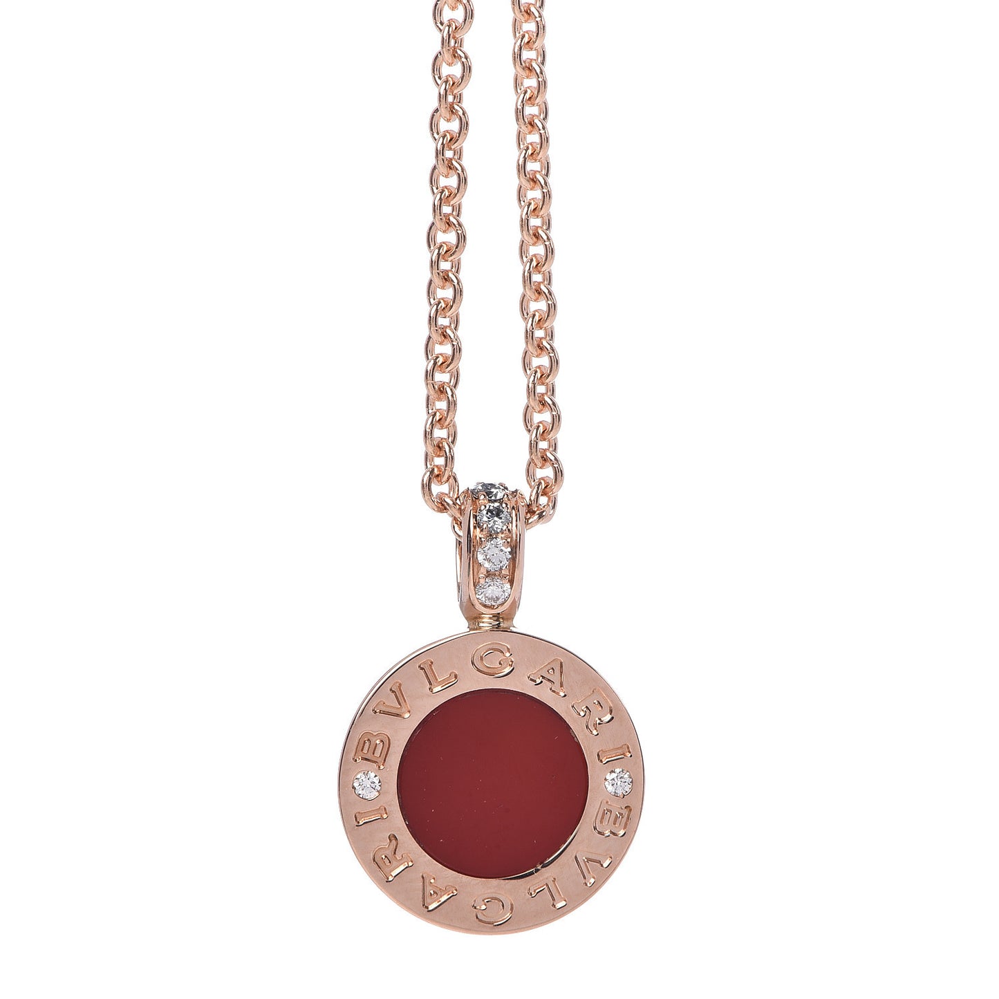 18K Rose Gold Diamond Mother of Pearl Carnelian BVLGARI BVLGARI Pendant Necklace