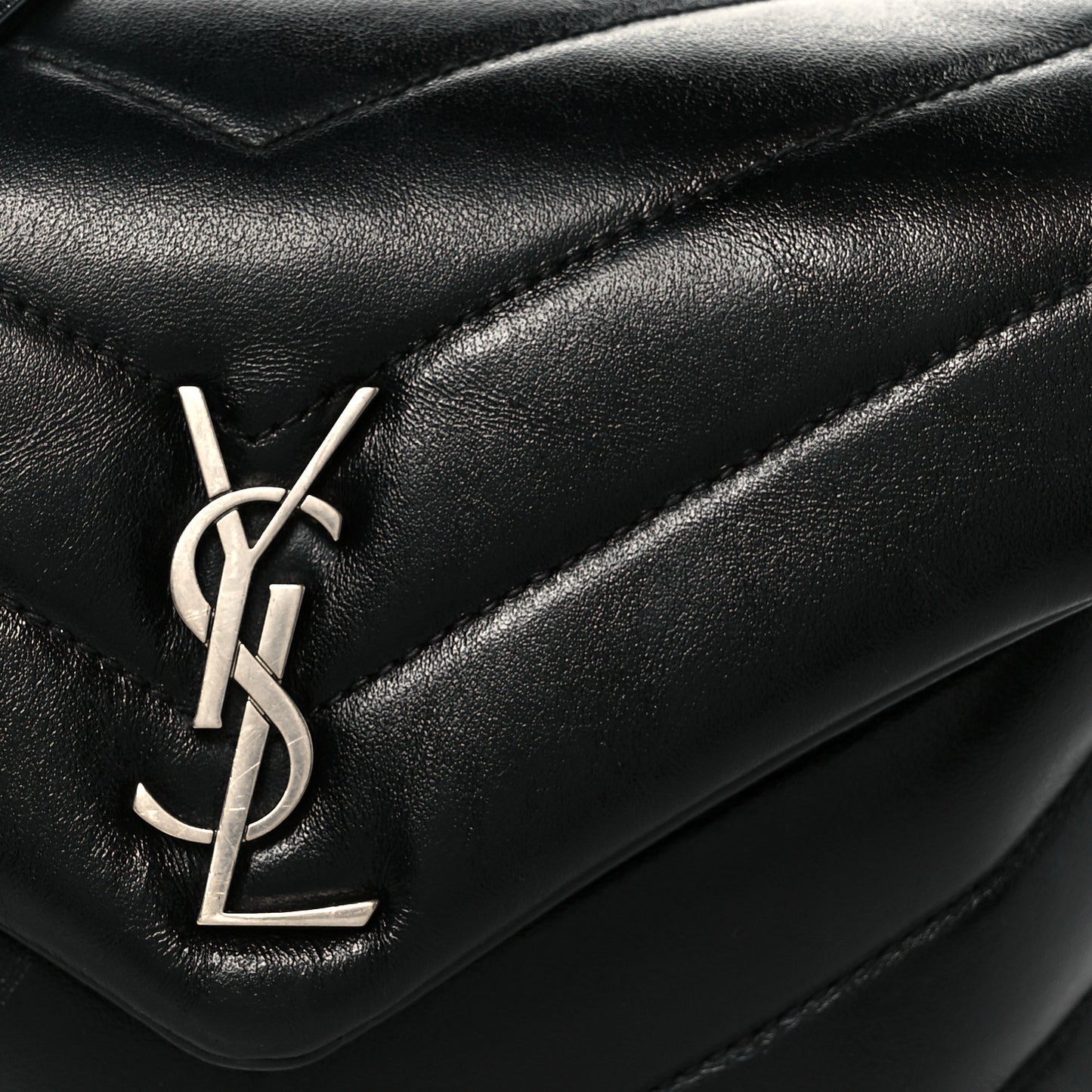 Calfskin Y Quilted Monogram Toy Loulou Crossbody Bag Black