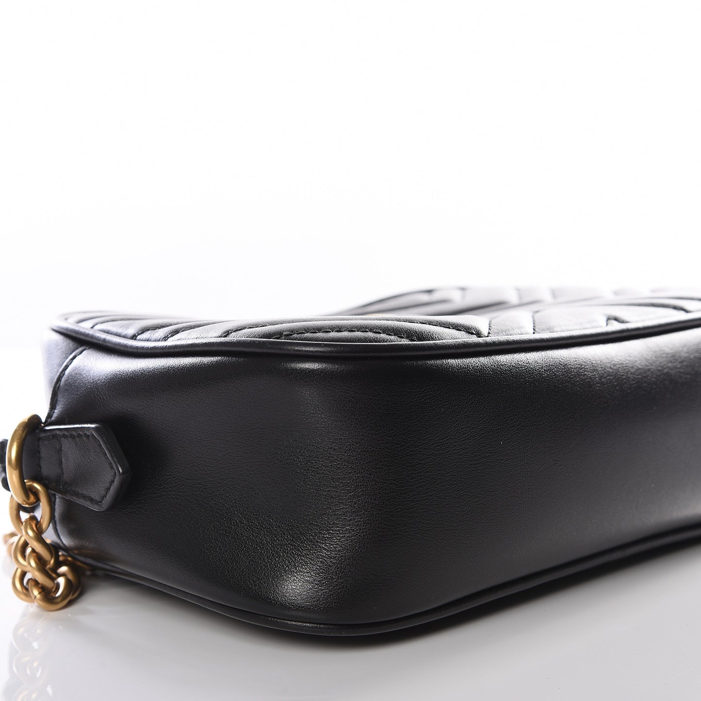 Calfskin Matelasse Small GG Marmont Chain Shoulder Bag Black
