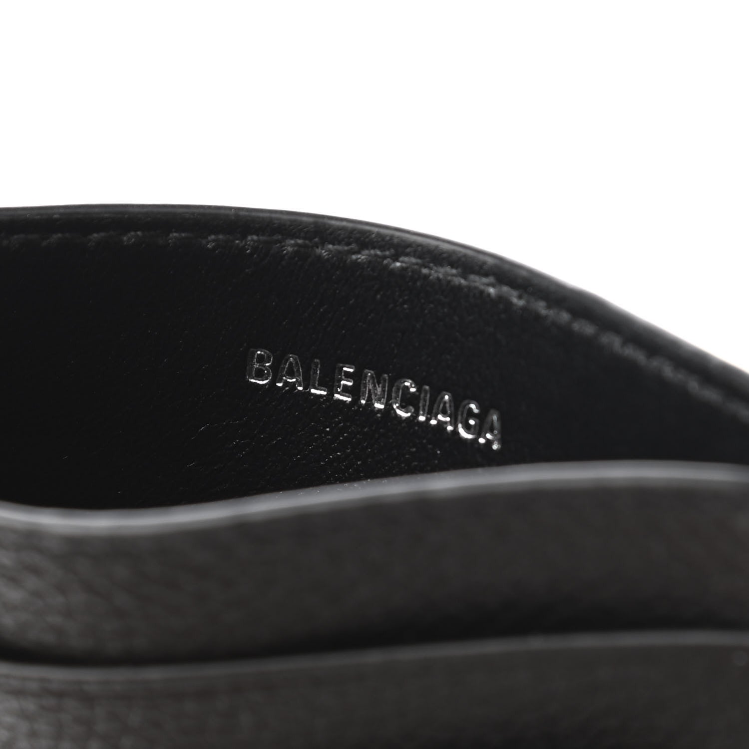 Balenciaga Grained Calfskin Logo Cash Rounded Card Holder Black White 6 of 8
