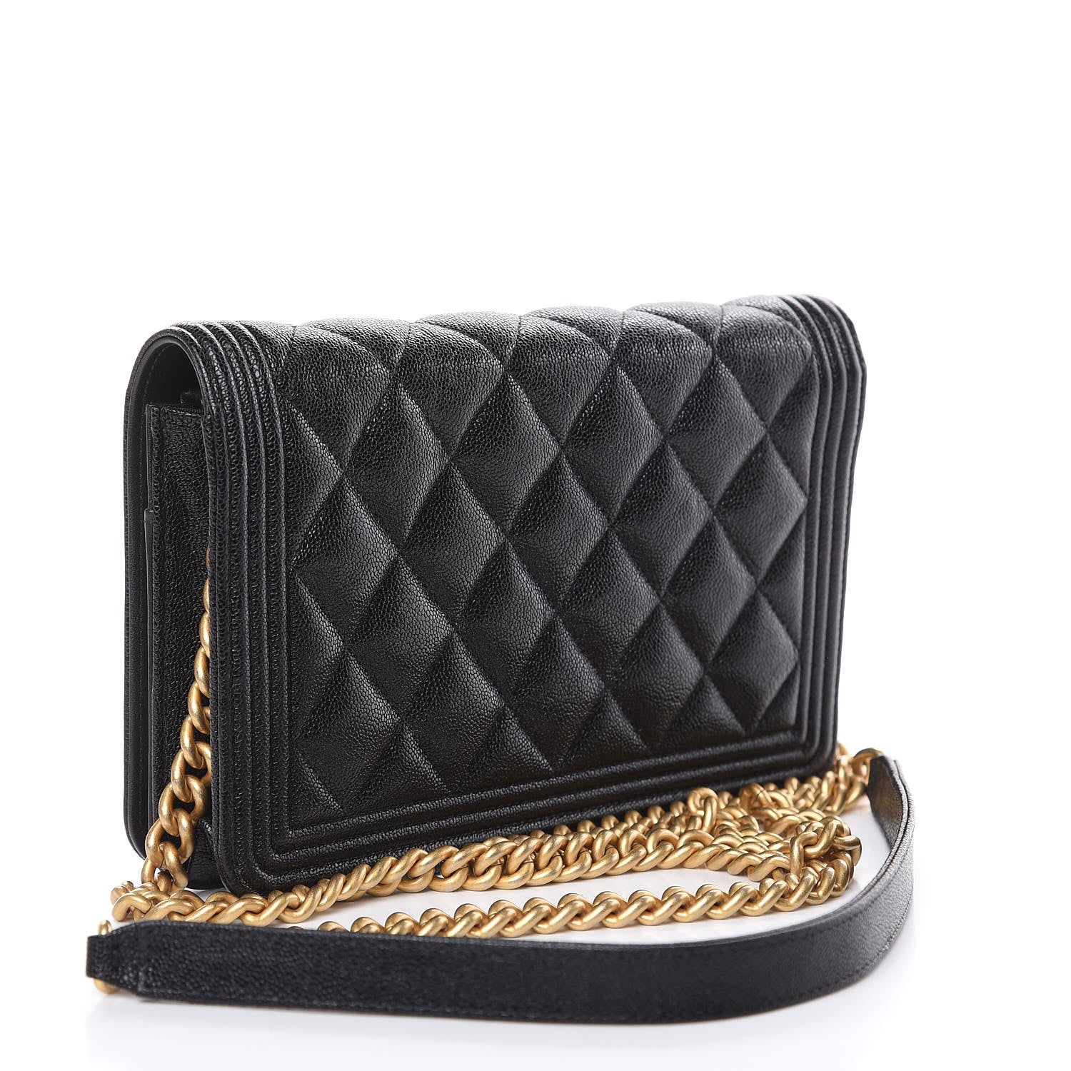 Chanel Caviar Quilted Boy Wallet On Chain WOC Black 3 of 14