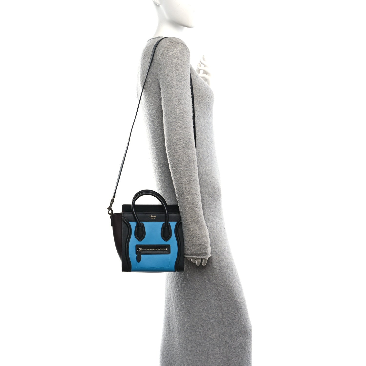 Celine Smooth Calfskin Nano Tri-Color Luggage Turquoise 2 of 9