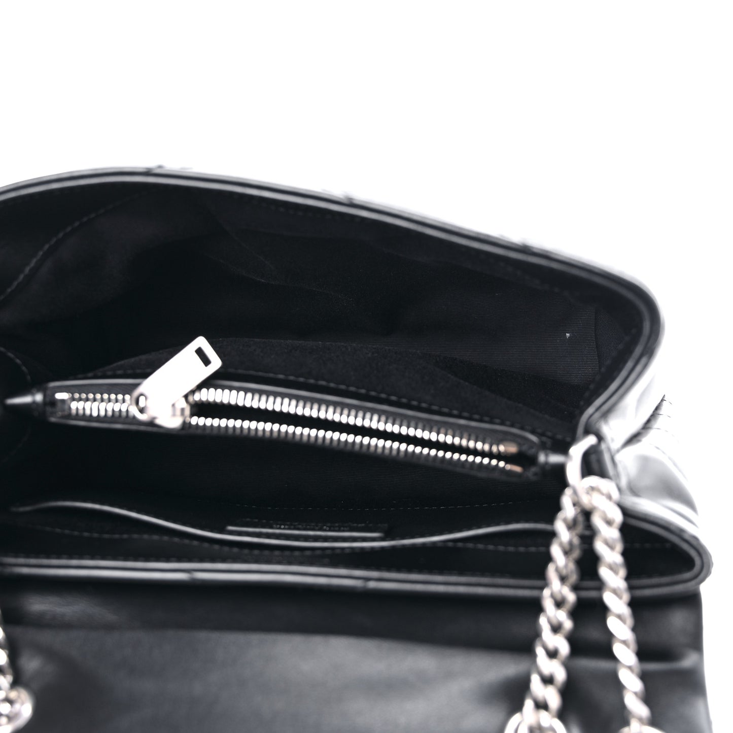 Calfskin Y Quilted Monogram Small Loulou Chain Satchel Black