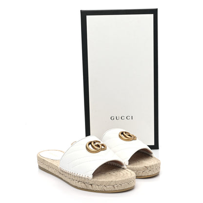 Gucci Nappa Matelasse GG Marmont Espadrille Slide Sandals 37 Great White 10 of 10