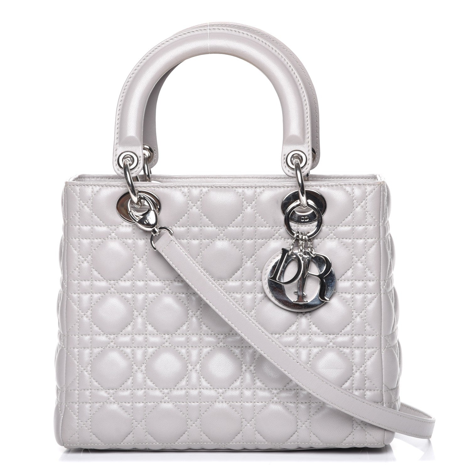 Christian Dior Lambskin Cannage Medium Lady Dior Grey 1 of 8