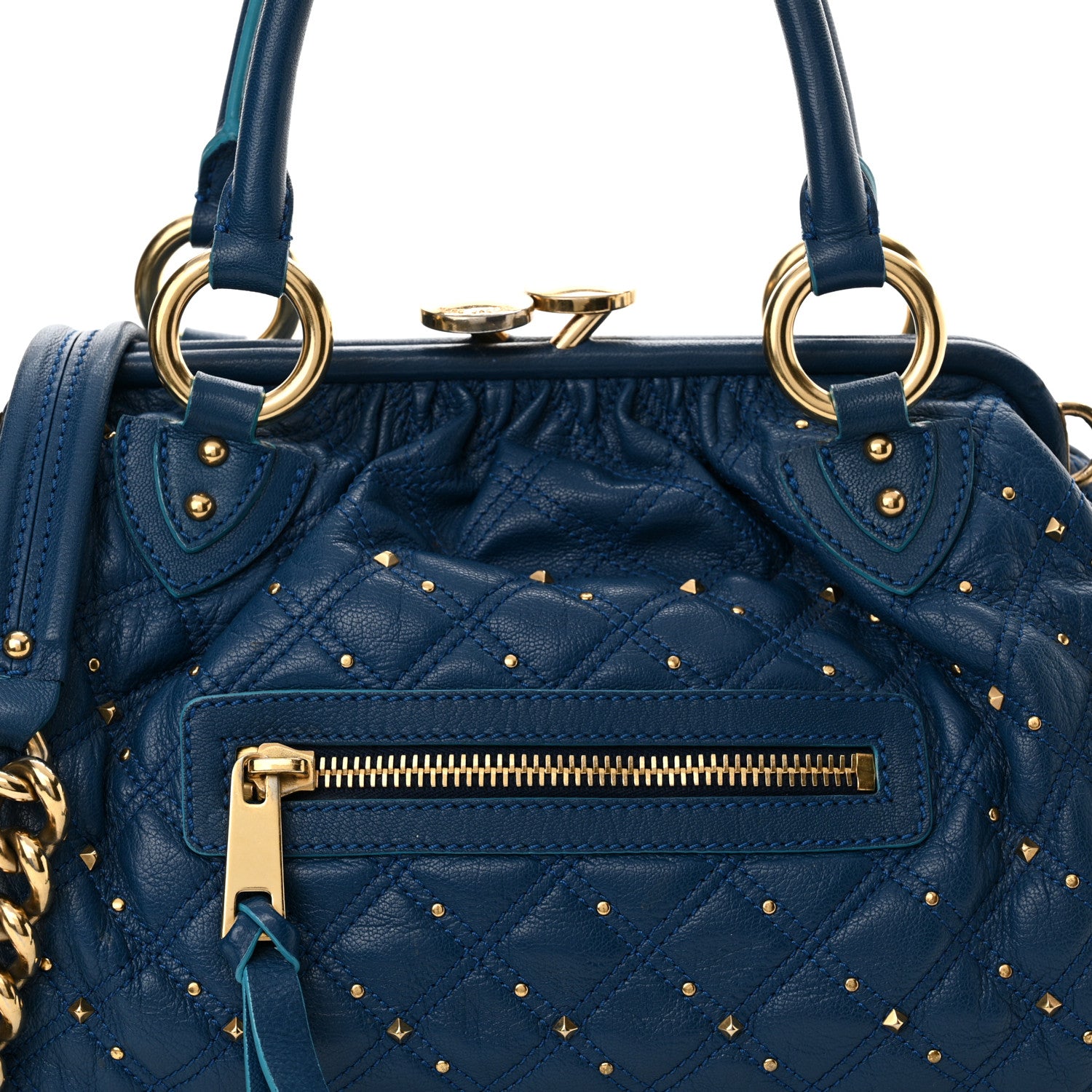 Marc Jacobs Calfskin Quilted Studded Stam Blue 8 of 20